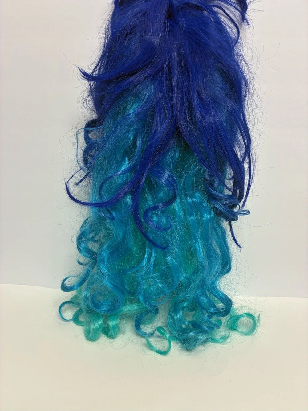 Wig Blue Teal Long Hair With Bangs Wavy Curls Costume Halloween Cosplay Theatre